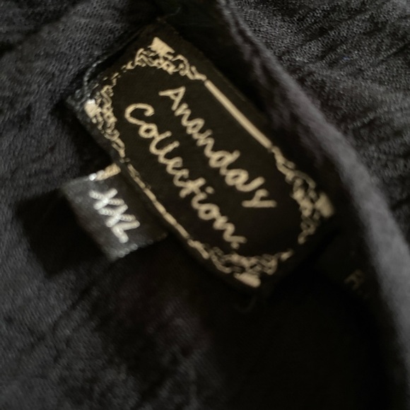 Black Embroidered Tunic Floral Dress, Rayon, Bell Sleeves Keyhole Back Size XXL - Picture 3 of 11